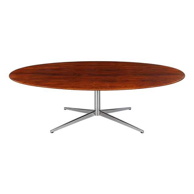 Vintage Knoll International Oval Rosewood Dining Table With Chrome Pedestal For Sale