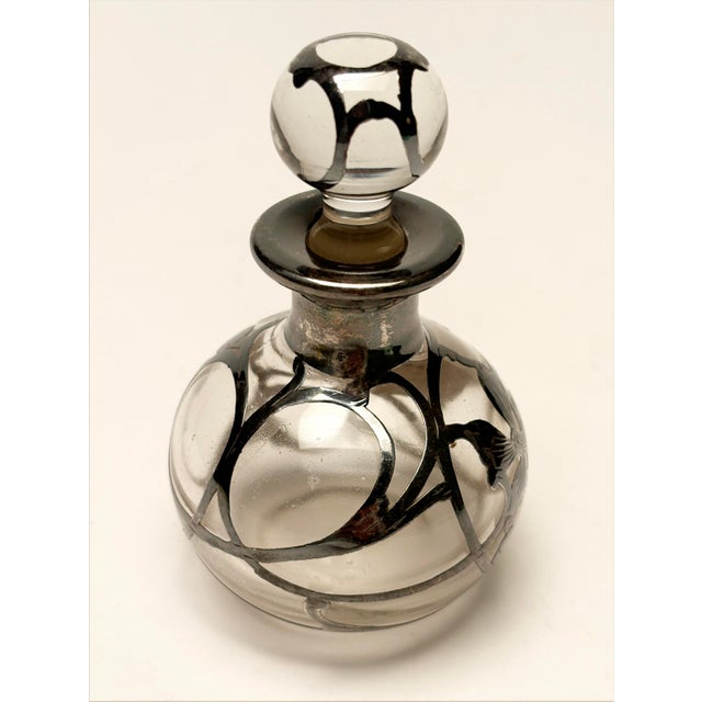 Late 19th Century Late 19th Century Art Nouveau Glass With Silver Overlay Perfume Bottle With Stopper For Sale - Image 5 of 12