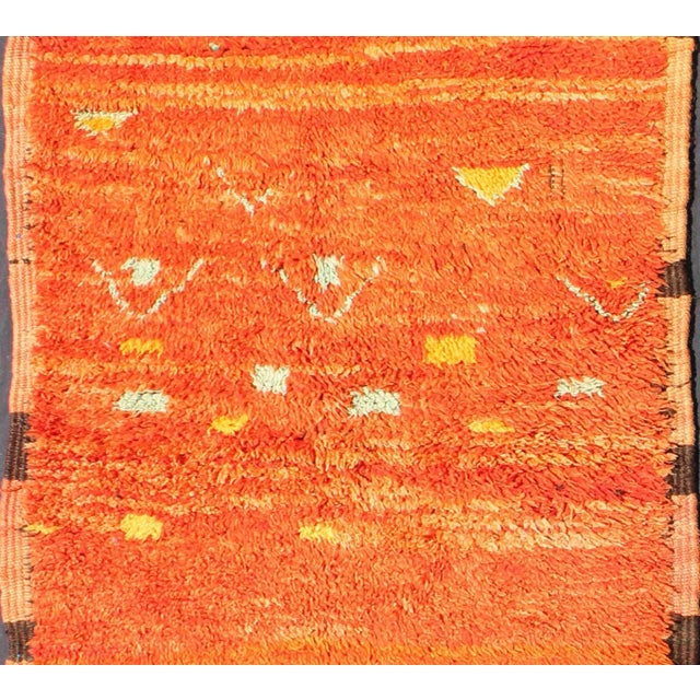 Tribal Vintage Small Moroccan Boujaad Rug in Variegated Saffron and Orange Colors 3 X 7 For Sale - Image 3 of 6