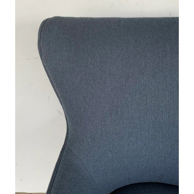 Modern Blue and White Wingback Chair For Sale In Atlanta - Image 6 of 6