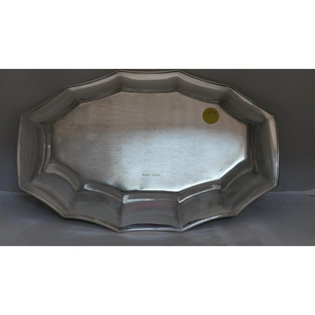 This vintage early 20th century continental 800 silver serving dish is beautifully designed in a moderne Art Deco motif....