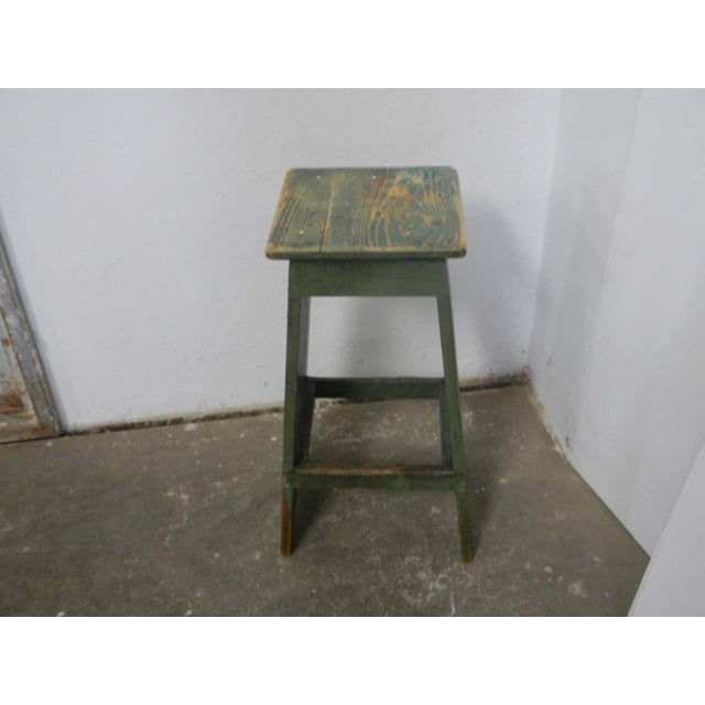 Vintage Fir Wood Stool, 1970 For Sale - Image 10 of 10