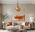 This one‑of‑a‑kind pendant light combines vintage metalwork with hand‑blown glass to create a sculptural,...