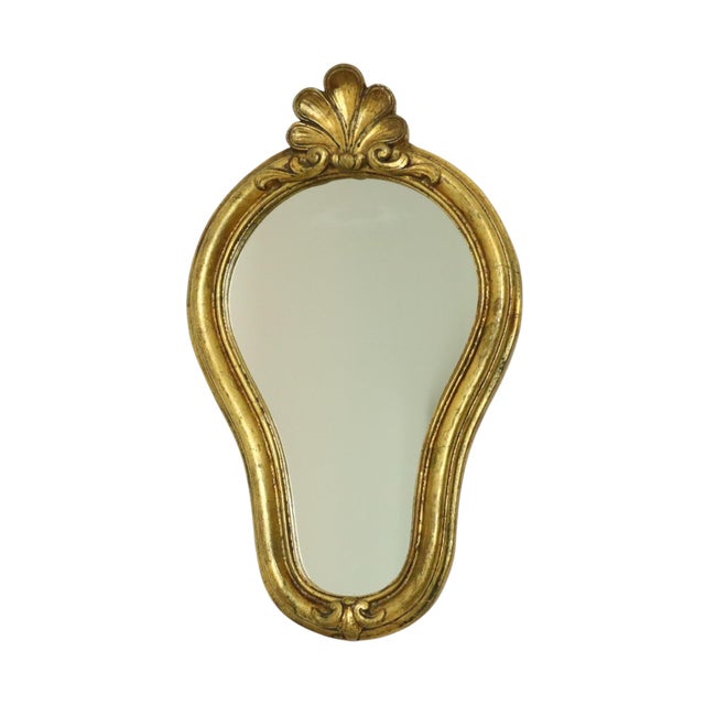 Gold Vintage French Crested Mirror, 1950s For Sale - Image 8 of 15