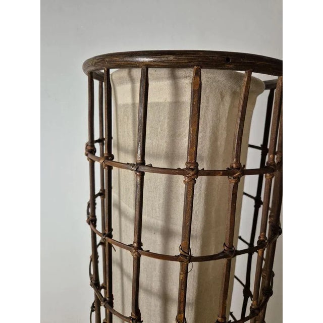 Rattan and Fabric Floor Lamp, 1950s For Sale - Image 5 of 10