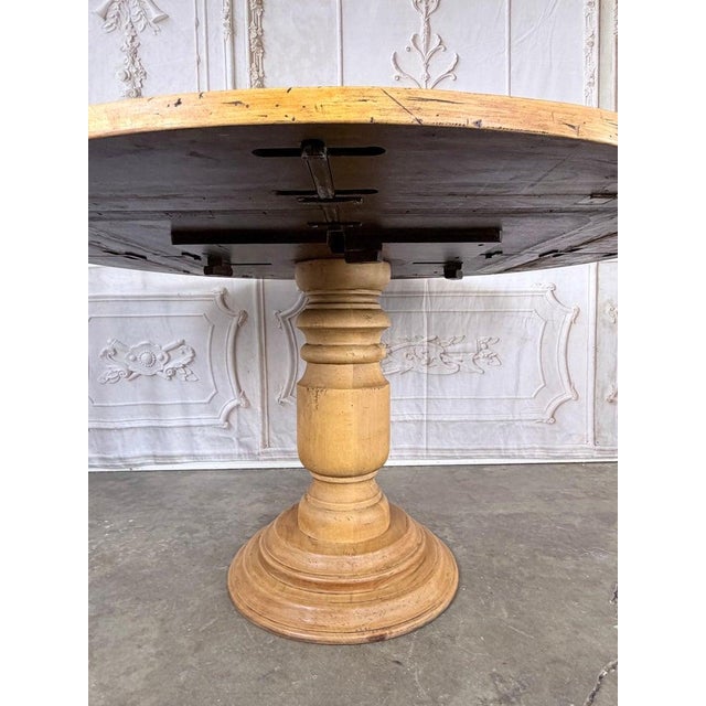 Wood French Provincial Parquetry Drop-Leaf Pedestal Dining Table For Sale - Image 7 of 14