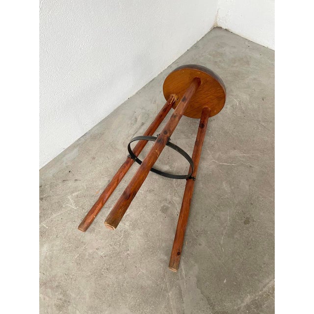 High Tripod Oak Stool, 1950s For Sale - Image 17 of 18