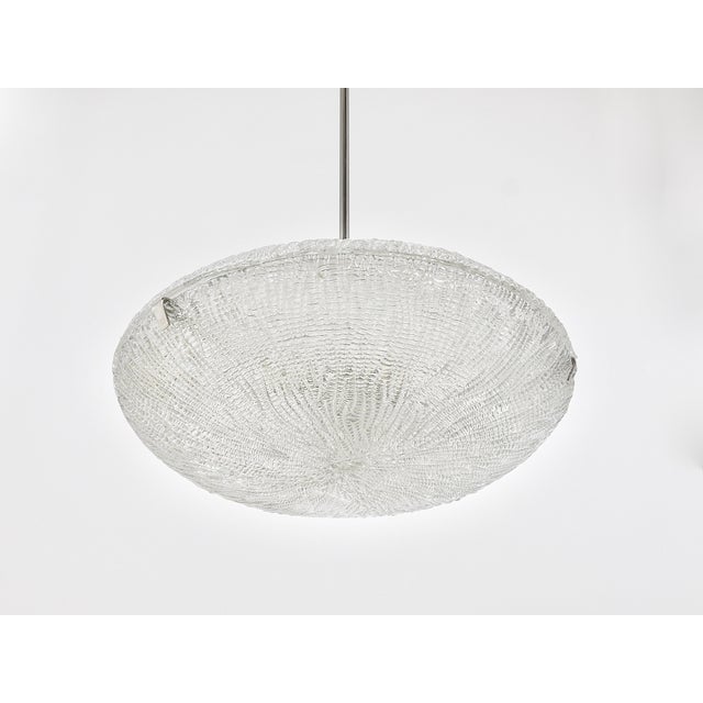 Mid-Century Kalmar Discus Textured Glass & Nickel Chandelier attributed to J. T. Kalmar for Kalmar, Austria, 1950s For Sale - Image 17 of 18