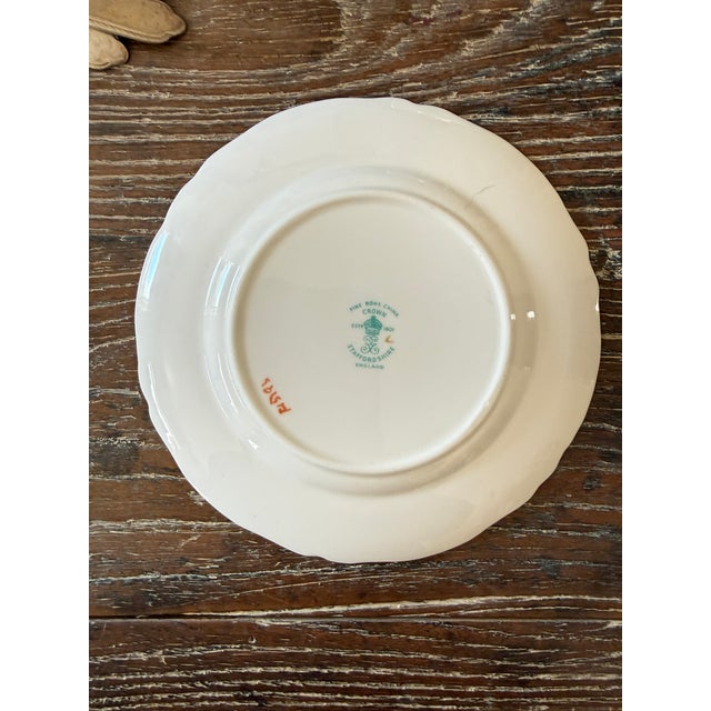 Mid 20th Century Vintage Crown Staffordshire Lyric Tunis Blue Bread Plates – Set of 9 – Fine Bone China England – 1930s–1950s For Sale - Image 5 of 12