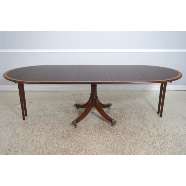 Georgian Style Oval Mahogany Inlaid Dining Table For Sale - Image 12 of 18