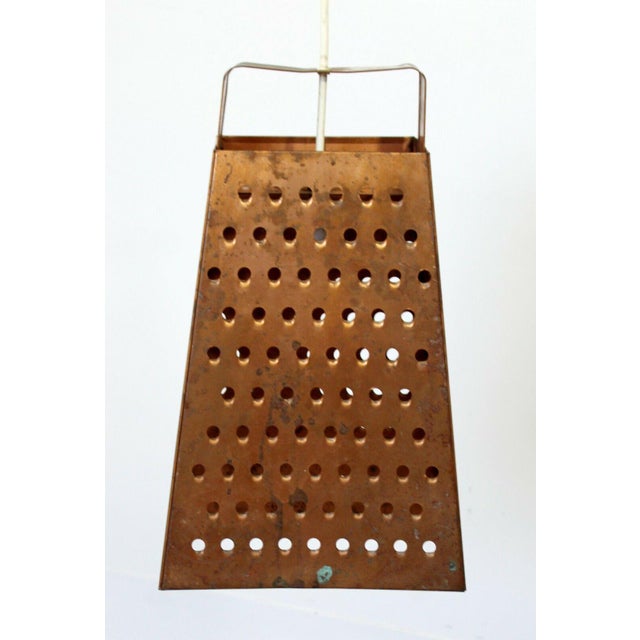 Mid Century Modern Style Copper Cheese Grater Light Fixture Chandelier