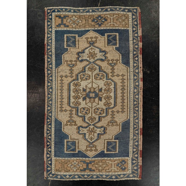 Brown Turkish Mini Rug Oriental Hand Knotted Vintage Rug 1'10" x 3'2" #21189 For Sale - Image 8 of 8