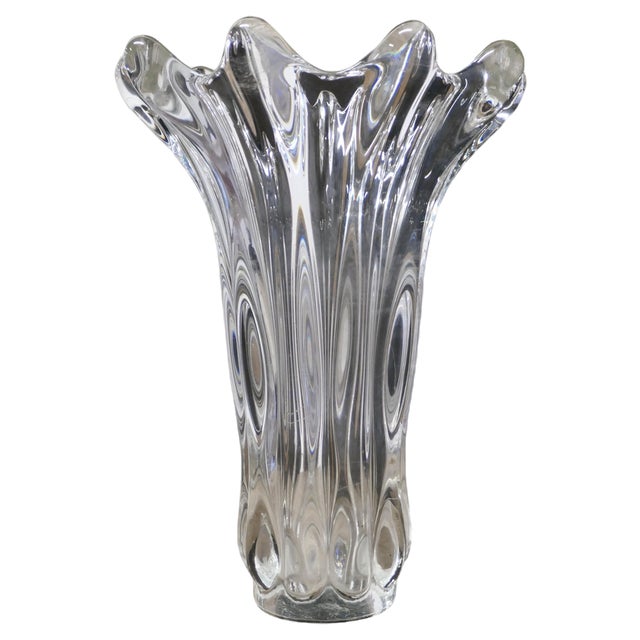 Hand Blown Crystal Vase from Art Vannes, 1920s For Sale