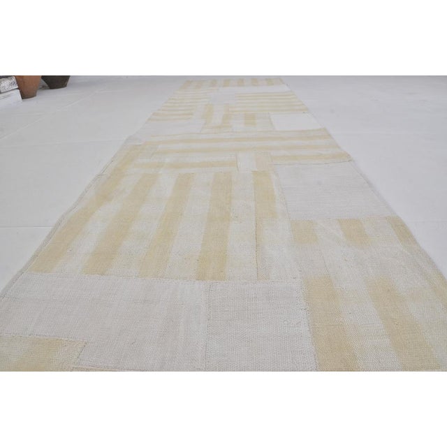 Textile Tribal White Patchwork Runner Rug, 1960s For Sale - Image 7 of 11