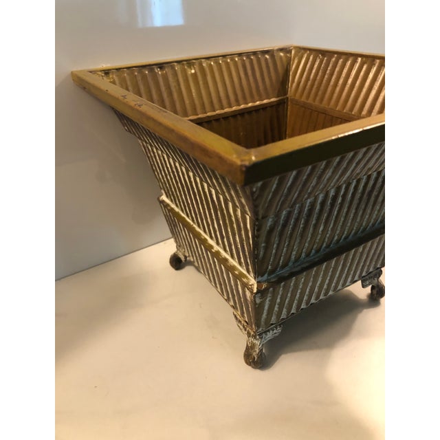Vintage Art Deco Style Footed Metal Planter For Sale - Image 4 of 8