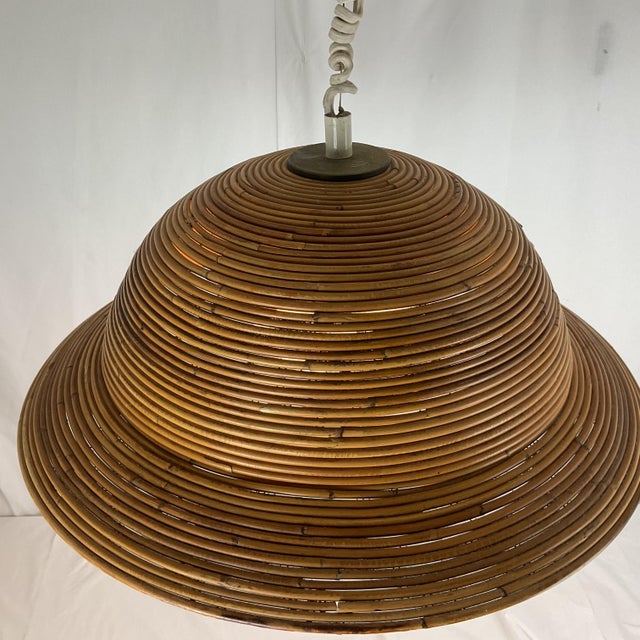 1960s 1960s Mid Century Modern Italian Large Pencil Reed Pendant For Sale - Image 5 of 8
