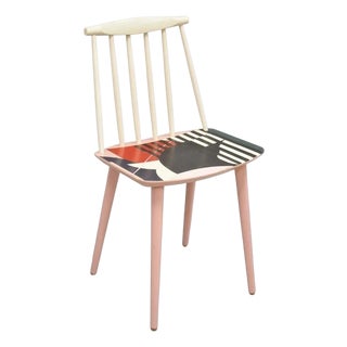 Late 20th Century Folke Pålsson J77 Dining Side Chair Abstract Hand Painted Signed Kmac by Hay For Sale