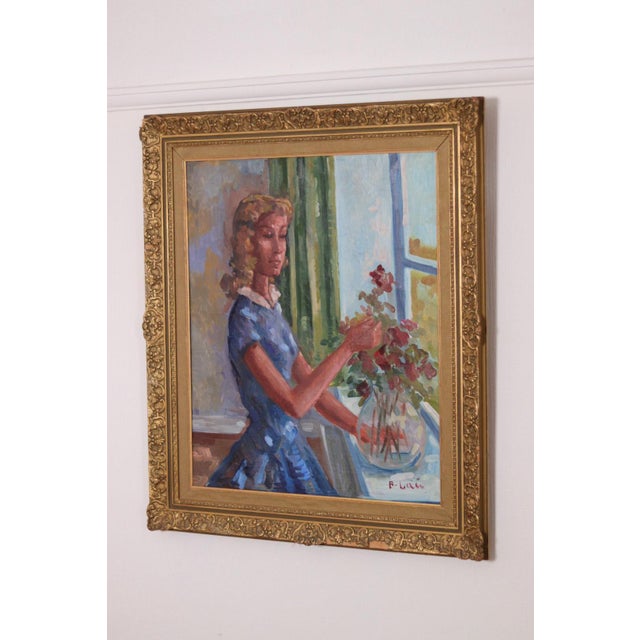 Bendt Lauritzen, Woman with Flowers, 1960s, Oil on Canvas, Framed For Sale - Image 15 of 18