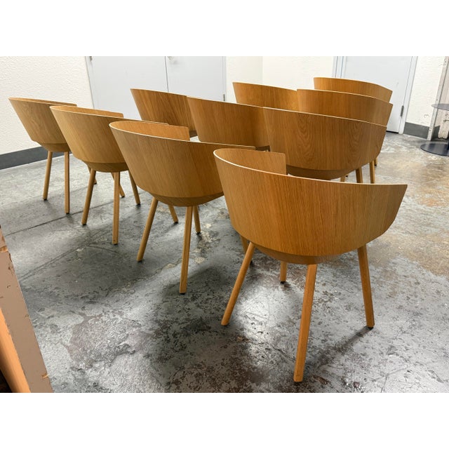 2000 - 2009 Stefan Diez for E15 Ch04 Houdini Oak + Leather Armchairs, Set of Ten For Sale - Image 5 of 12