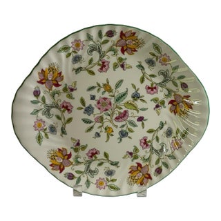Vintage Minton Haddon Hall Medium Handled Cake Plate Fine Bone China Green England 1948-2011 For Sale