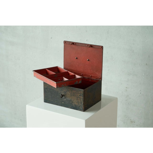 Red Iron Box in Patinated Metal from Zimmermann Stuttgart, 1920s For Sale - Image 8 of 12
