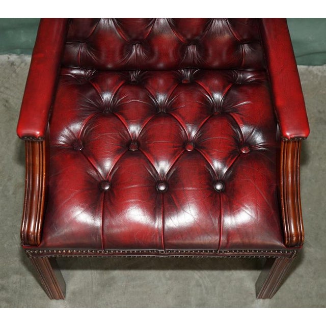 Georgian Oxblood Leather and Hardwood Gainsborough Library Armchair For Sale - Image 4 of 17