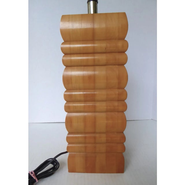 Organic Modern stacked Wood Table Lamp with clear finish which lets the beauty of the wood shine through. Rustic yet...