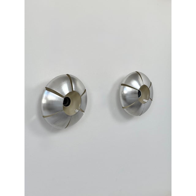 Vintage Wall Lights in Brushed Aluminum, France, 1970, Set of 2 For Sale - Image 15 of 15