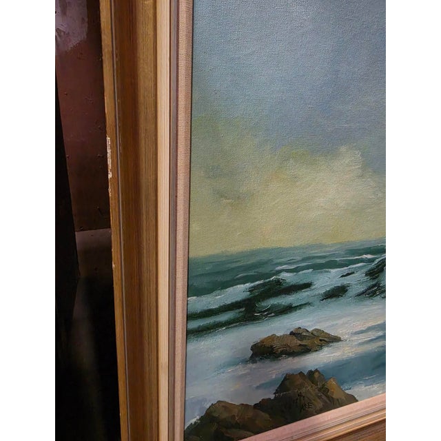 1950s Robert Wee Signed Large Seascape Oil Painting 41x27 “ For Sale - Image 4 of 9