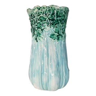 Late 19th Century Majolica Turquoise Celery Vase For Sale