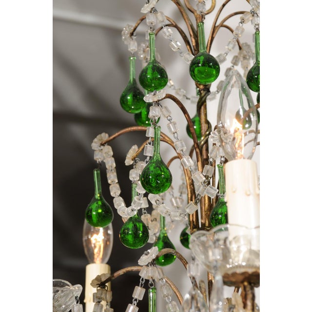 Petite 1930s Italian Emerald Green & Beaded Crystal For Sale - Image 11 of 11