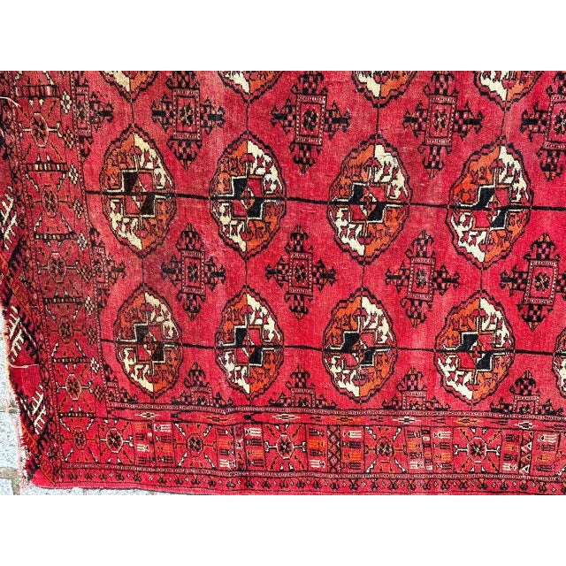 1940s Vintage Distressed Turkmen Bokhara Rug, 1940s For Sale - Image 5 of 18
