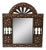 Tribal Cross Stitch Mirror With Nailhead Trim For Sale