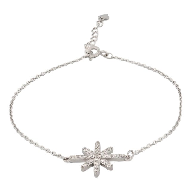 Guidance Star Sterling Silver & Diamond Chain Bracelet For Sale