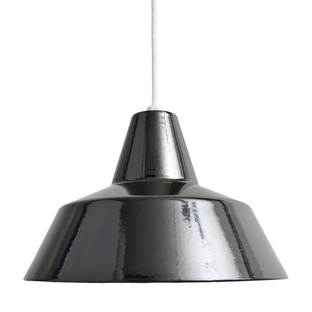Black Enamel Ceiling Lamp by Louis Poulsen for Wekstattleuchte For Sale