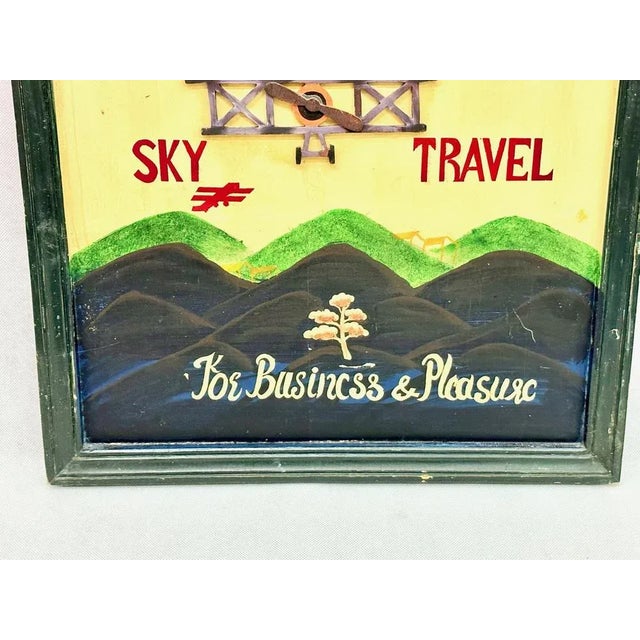 Mid-Century Modern Hand-Painted Sky Travel Advertising Wall Sign, 1950s For Sale - Image 3 of 7