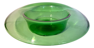 Vintage Green Hand-Blown Glass Centerpiece Bowl, Empoli, Italy, 1970s