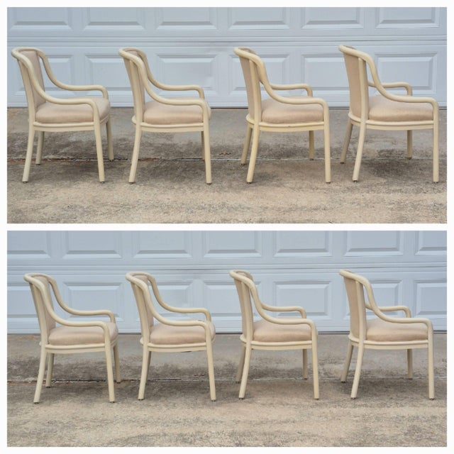 Wood 1970s Postmodern Cream Bentwood Dining Arm Chairs After Ward Bennett, Set of 8 For Sale - Image 7 of 12