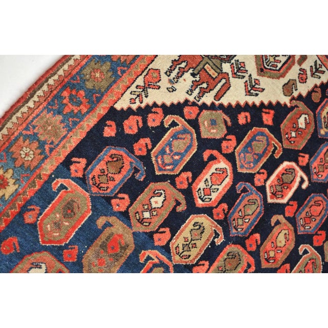 1930s Persian Malayer 4-Horsemen Protecting the Seeds of Life Rug, 4.4 x 6.10 For Sale - Image 4 of 12