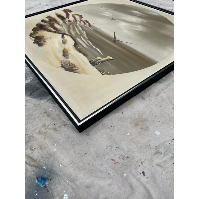 Mid 20th Century Mid 20th Century Signed Carlson Seascape Oil Painting – Gulls & Dunes on Canvas For Sale - Image 5 of 8