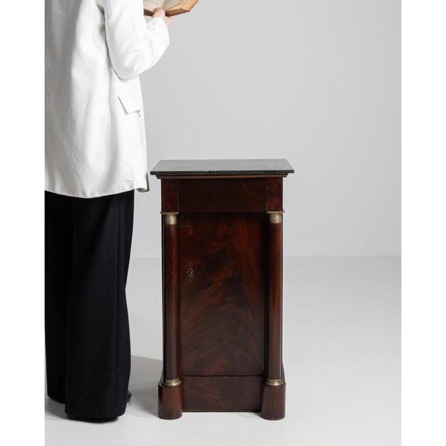 1820-1829 France Rich Mahogany Mahogany Pedestal Cabinet For Sale - Image 4 of 11