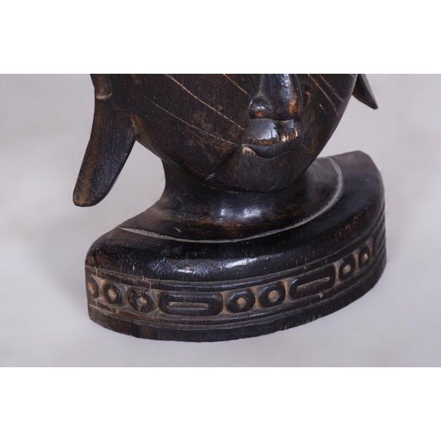 1920s Vintage Asian Sculpture in Lacquered Wood, 1920s For Sale - Image 5 of 10