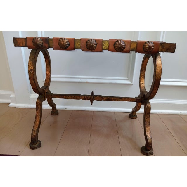 Metal 1960s Add a Touch of Post-War Parisian Elegance to Your Home With This Exceptional Diego Giacometti-Style "X-Form" Stool. For Sale - Image 7 of 12