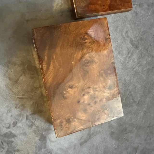 This exquisite 1970s Italian luxury box is a masterclass in Mid-Century Modern material contrast, blending organic warmth...