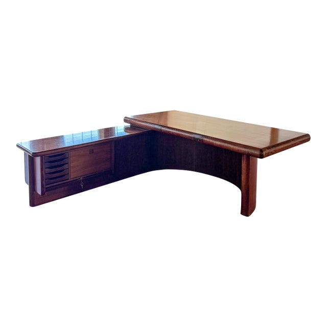 1980s Drylund Super Skyline Rosewood Executive Desk For Sale