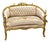Romantic Italian-Style Damask Sofa – Ivory & Beige Upholstery With Gilded Details For Sale