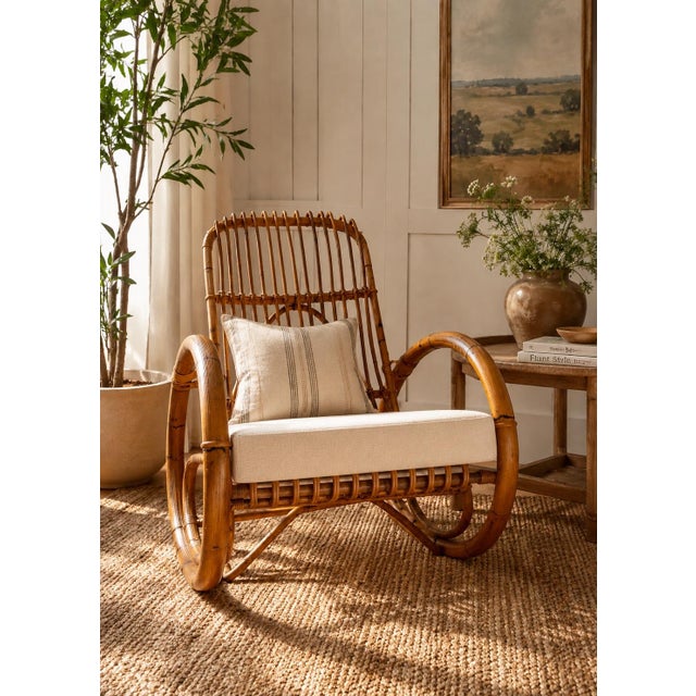 1960s A Vintage Bamboo and Rattan Rocking Chair, in the Franco Albini Style. For Sale - Image 5 of 5
