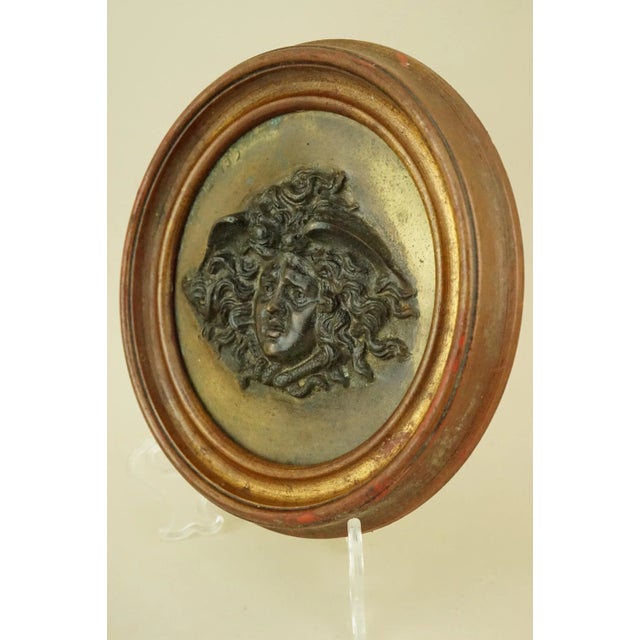 Gilded Bronze Plaque Medallion with Medusa Face Bas-Relief by Vincenzo Gemito, Italy, Late 1800s For Sale - Image 4 of 18