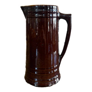 Mid 20th Century Brown Glaze Ceramic Pitcher For Sale