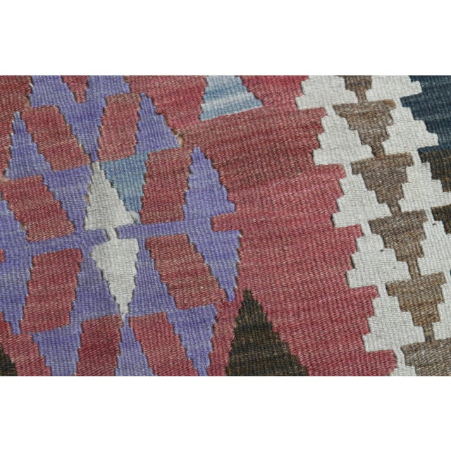 REd Brown Colorful Small Vintage Turkish Kilim Rug For Sale In San Francisco - Image 6 of 11